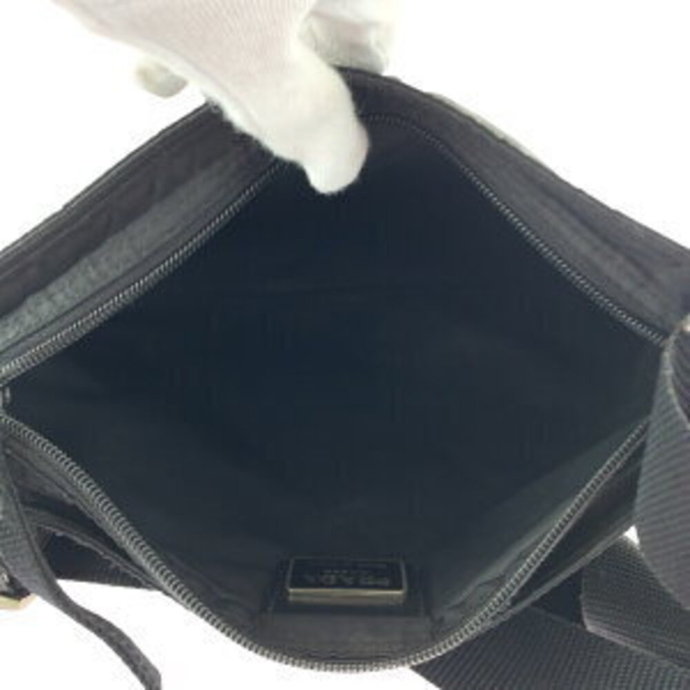 Prada bag triangular nylon sacoche Tessuto plate logo shoulder black - Picture 9 of 10